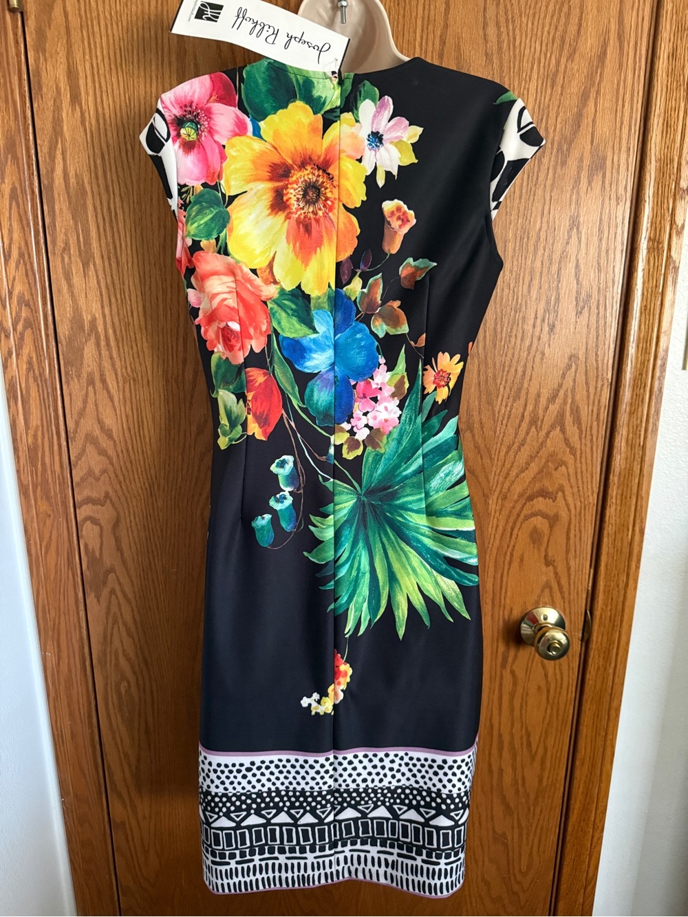 Joseph Ribkoff Tropical Floral Print Dress Cap Sleeves #181710 Women's Size 10 - Picture 6 of 13